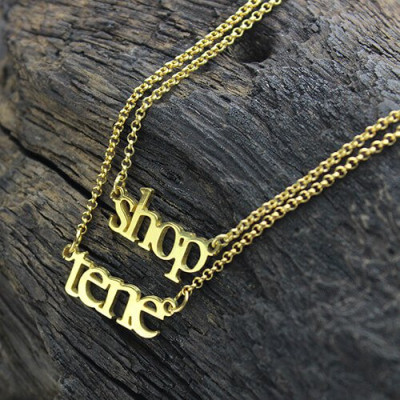 Double Layer Mini Name Necklace 18ct Gold