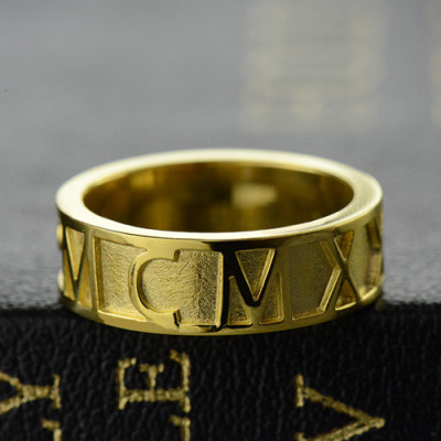 18ct Gold Roman Numeral Date Rings
