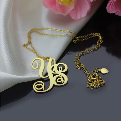 Personalized 18ct Gold Vine Font 2 Initial Monogram Necklace