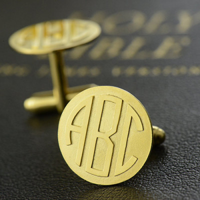 Cool Mens Cufflinks with Monogram Initial 18ct Gold