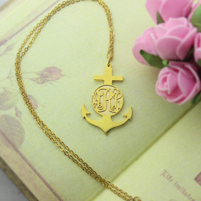 18ct Gold Anchor Monogram Initial Necklace