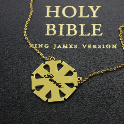 Customised Cross Necklace with Name 18ct Gold 925 Silver