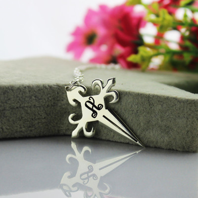 Silver St James Cross Name Necklace