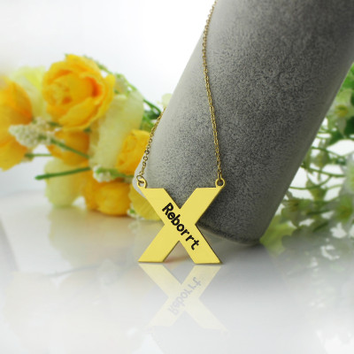 Personalized 18ct Gold Silver St. Andrew Name Cross Necklace