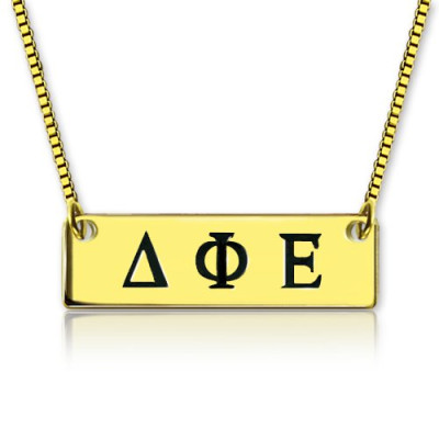 Personalized Greek Letter Sorority Bar Necklace 18ct Gold