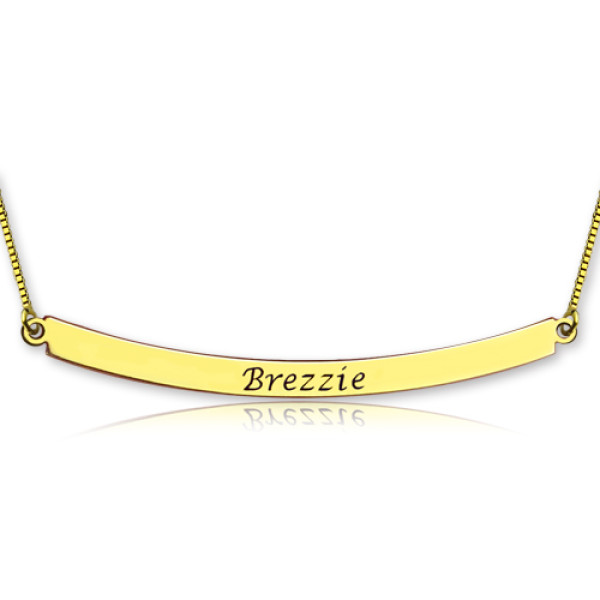 Personalized 18ct Gold Curved Bar Necklace
