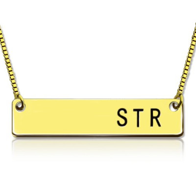 Personalized Initial Bar Necklace 18ct Gold
