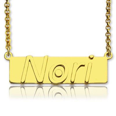 Custom Nameplate Bar Necklace 18ct Gold