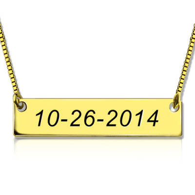 Engraved Date Bar Necklace 18ct Gold