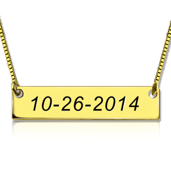 Engraved Date Bar Necklace 18ct Gold