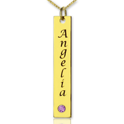 Personalized Name Tag Bar Necklace in 18ct Gold