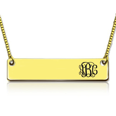 Personalized 18ct Gold Initial Bar Necklace Monogram