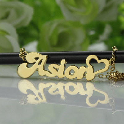 Custom Name Necklace in18ct Gold with Heart