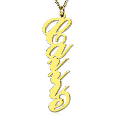 Vertical Carrie Name Plate Necklace 18ct Gold