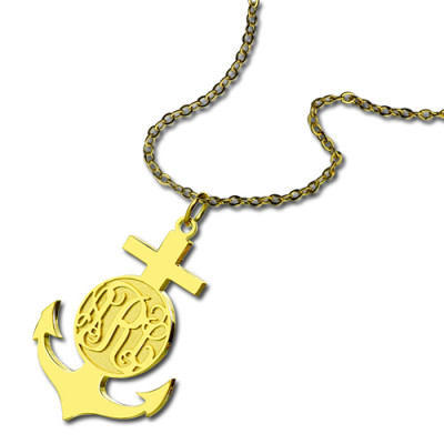 18ct Gold Anchor Monogram Initial Necklace