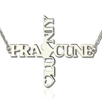 Personalized Two Name Cross Necklace Sterling Silver