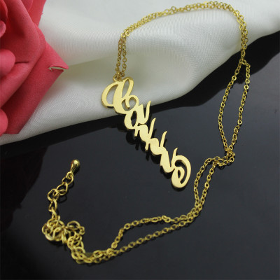 Vertical Carrie Name Plate Necklace 18ct Gold