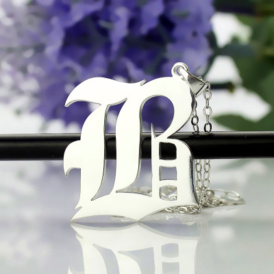Personalized Initial Letter Charm Old English Sterling Silver