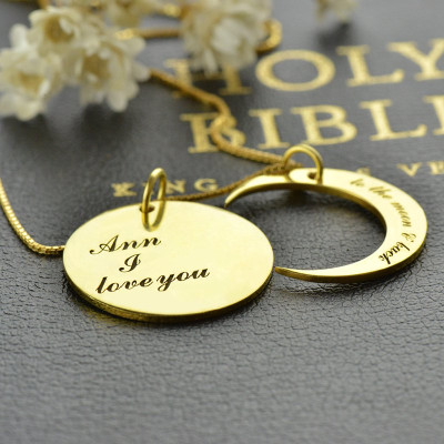 I Love You to The Moon and Back Love Necklace 18ct Gold