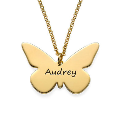 Engraved 18ct Gold Pendant - Butterfly