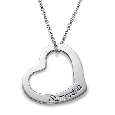 Engraved Floating Heart Necklace