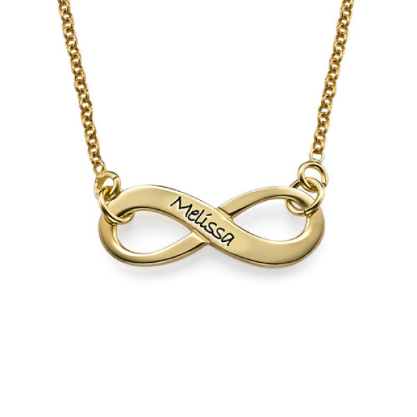 Engraved Infinity Necklace in 18ct Gold Plating