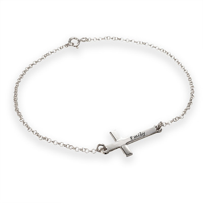 Engraved Side Cross Bracelet