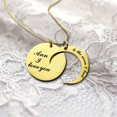 I Love You to The Moon and Back Love Necklace 18ct Gold