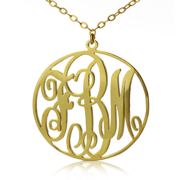 18ct Gold Circle Initial Monogram Necklace