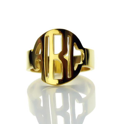 18ct Gold Block Monogram Ring