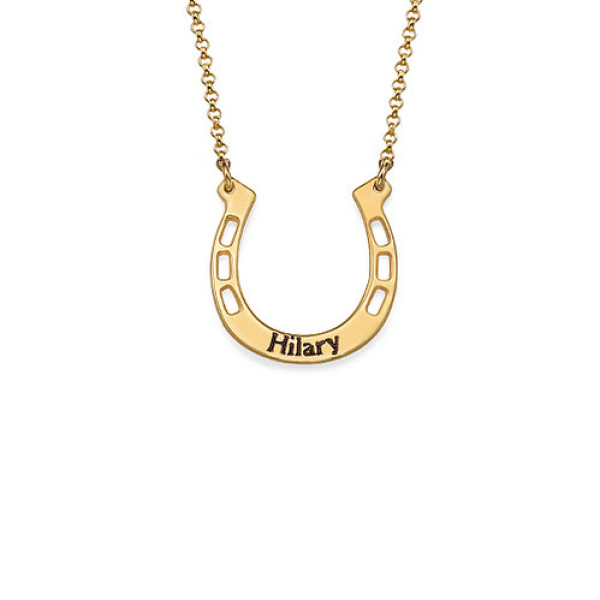 18ct Gold Engraved Horseshoe Necklace