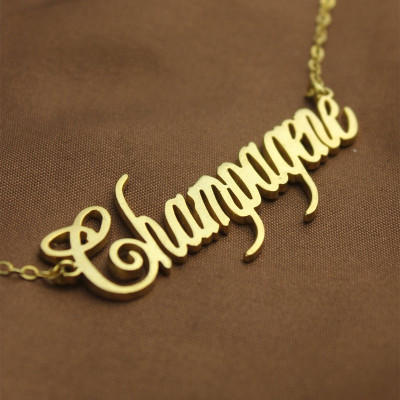 18ct Gold Silver 925 Personalized Champagne Font Name Necklace