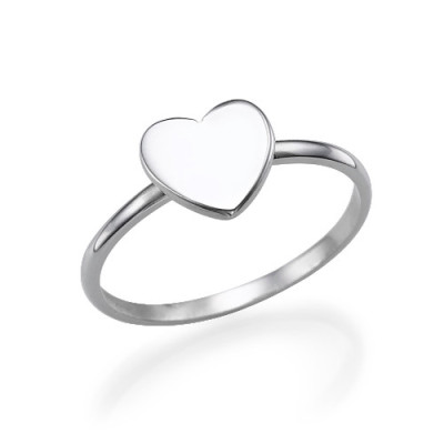 Heart Initial Ring in Sterling Silver