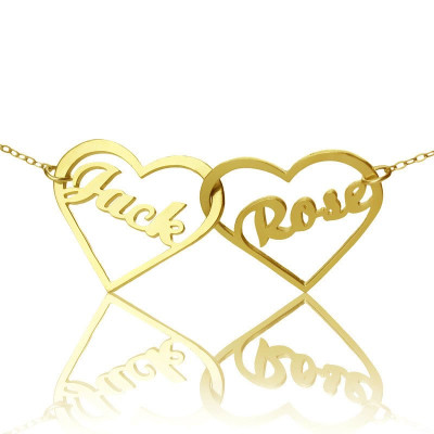 Double Heart Name Necklace 18ct Gold