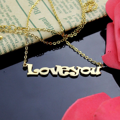 Cute Cartoon Ravie Font 18ct Gold Name Necklace