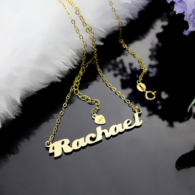 Personalized 18ct Solid Gold Puff Font Name Necklace