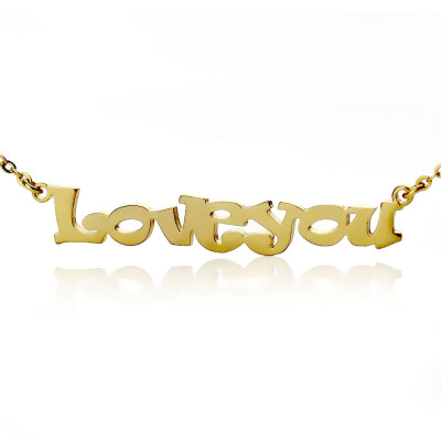 Cute Cartoon Ravie Font 18ct Gold Name Necklace