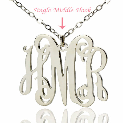 Alexis Bellino Style Monogram Necklace Solid White Gold 18ct