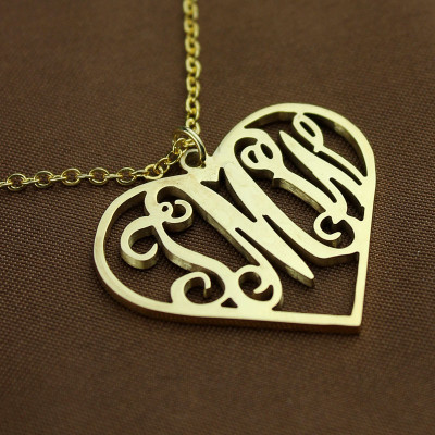 18ct Gold Initial Monogram Personalized Heart Necklace
