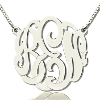 Custom Large Monogram Necklace Hand-painted Sterling Silver