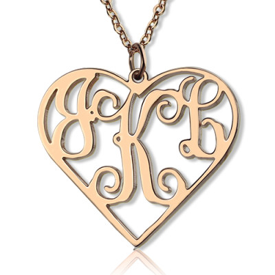Solid Rose Gold 18ct Initial Monogram Personalized Heart Necklace