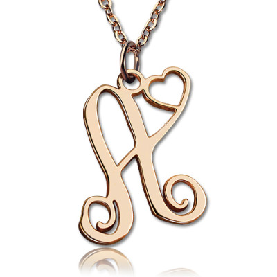 Personalized One Initial With Heart Monogram Necklace 
