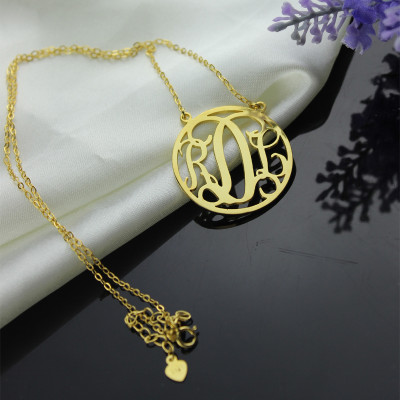 18ct Gold Circle Monogram Necklace