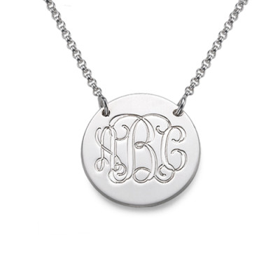 Monogram Disc Necklace in Sterling Silver
