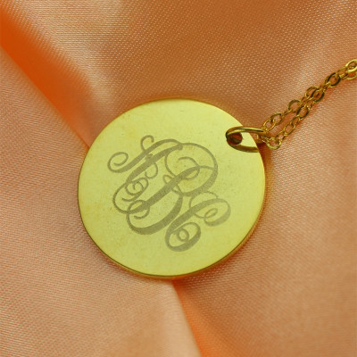 Disc Script Monogram Necklace 18ct Gold