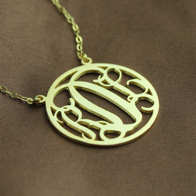 18ct Gold Circle Monogram Necklace