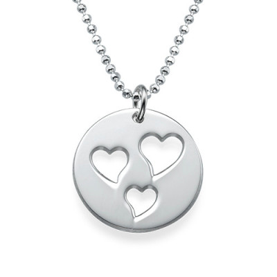 Mother and Daughter Cut Out Heart Necklace Set