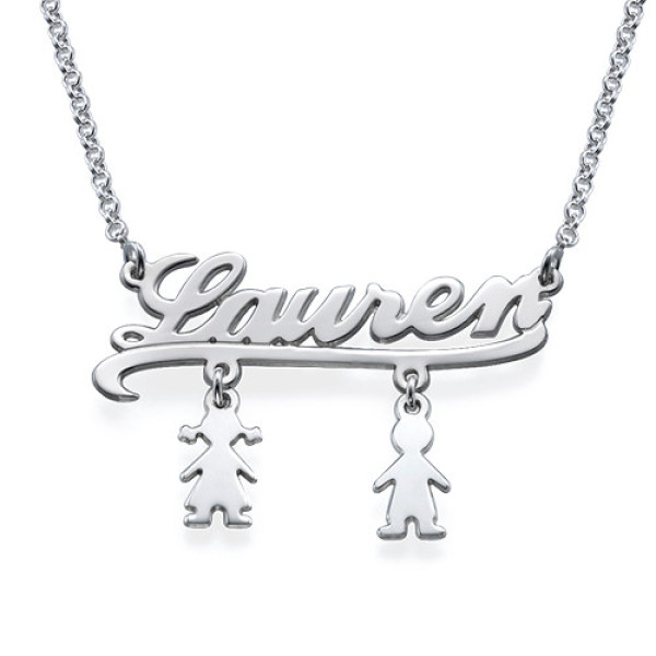 Mummy Name Necklace with Kids Charms