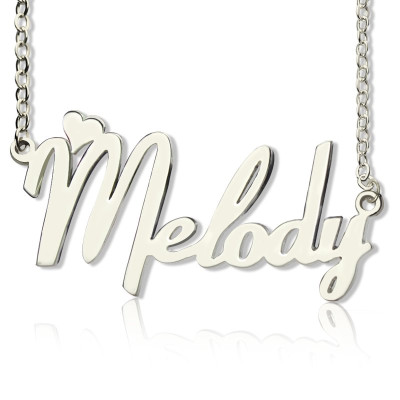 Personalized 18ct White Gold Plated Fiolex Girls Fonts Heart Name Necklace