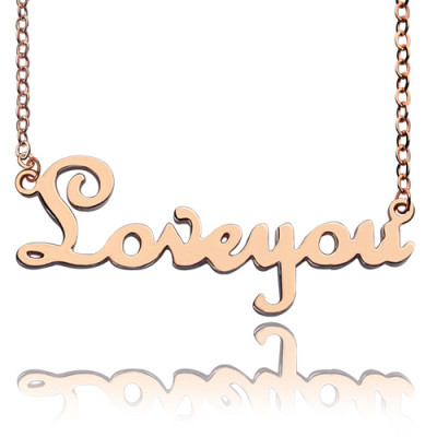 Personalized Solid Rose Gold French Font I Love You Name Necklace